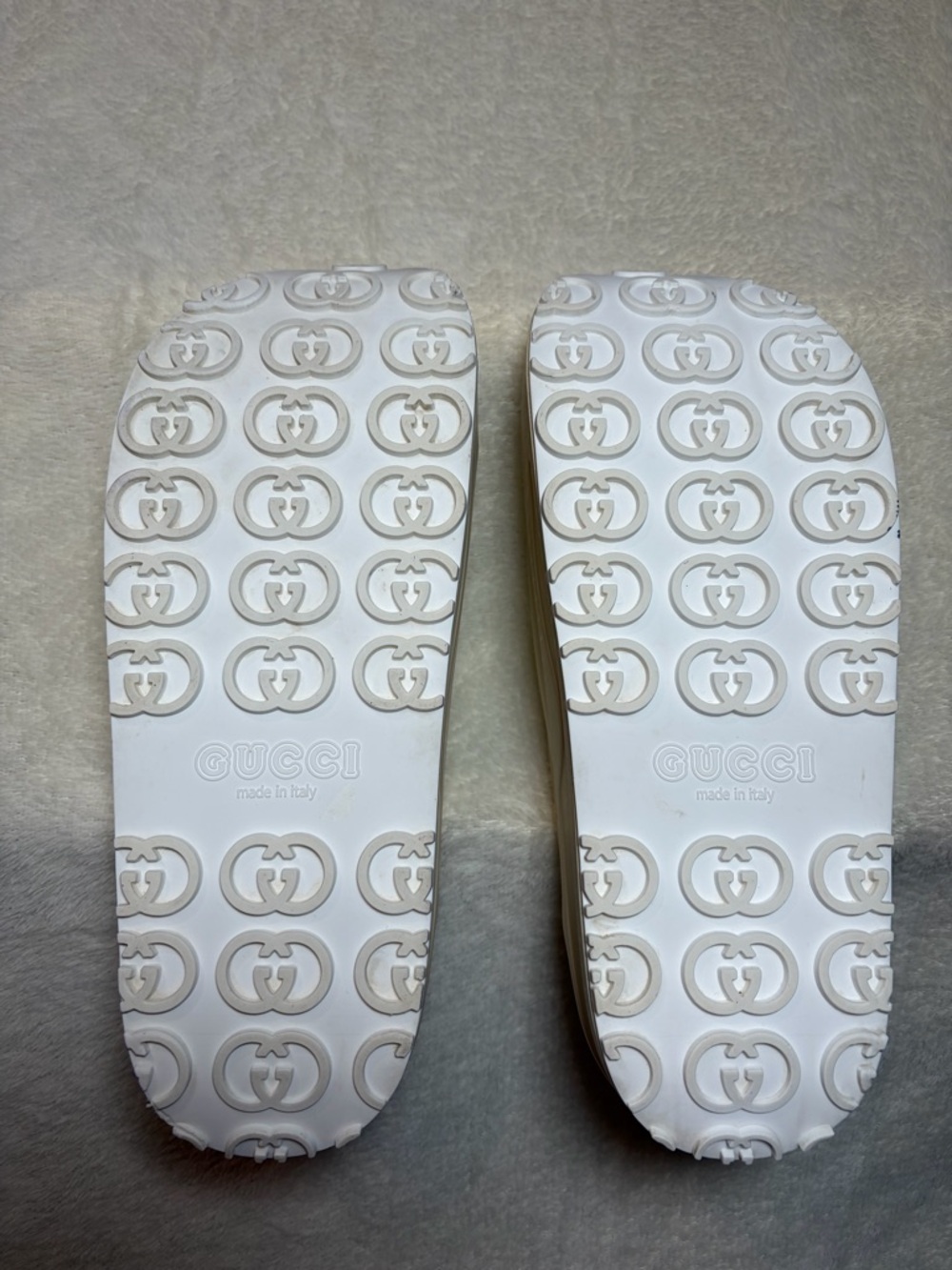 Gucci Miami Interlocking G Platform Off White Logo Rubber Slide Sandals - Picture 6 of 7